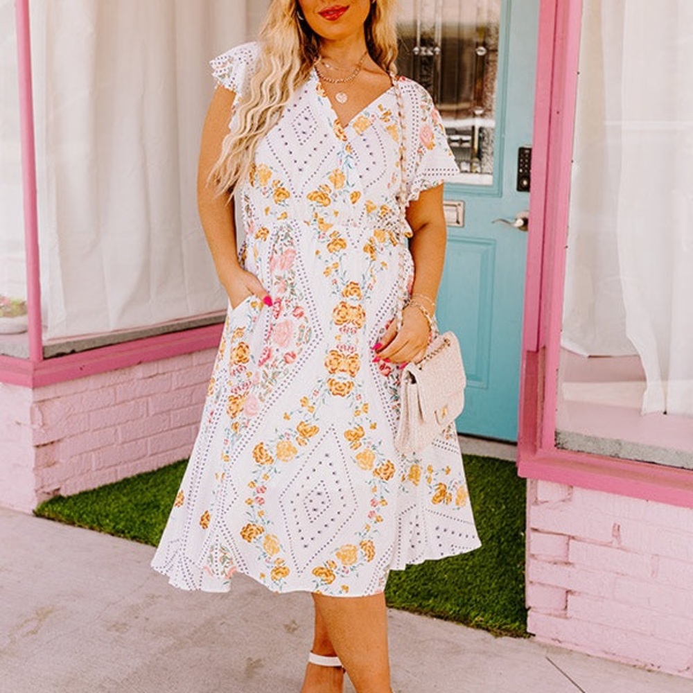 2X Floral Midi Dress Curves